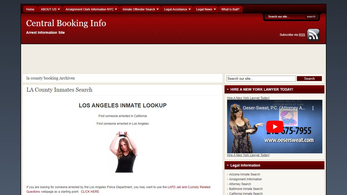 La County Booking - Central Booking Info